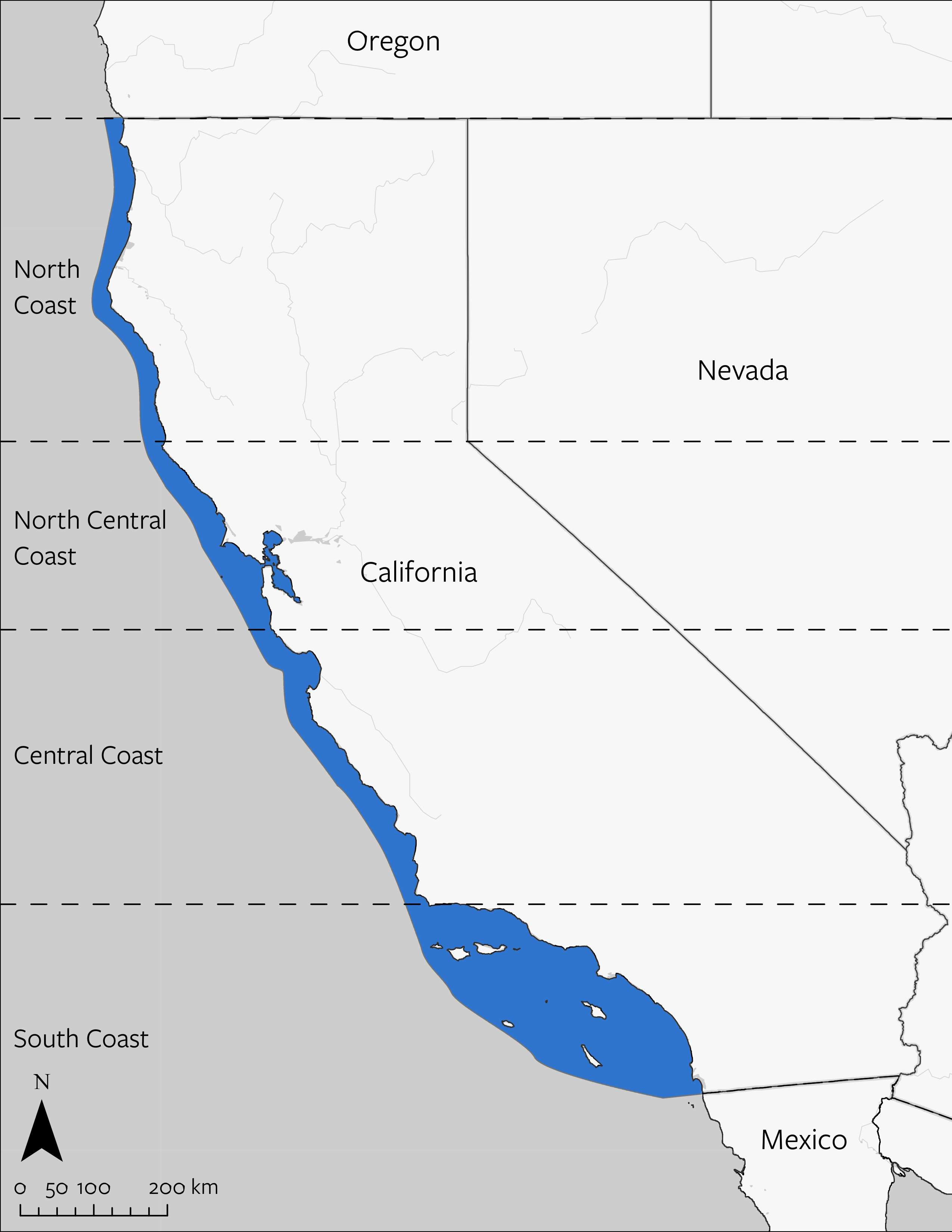 Northern Anchovy's geographic range in California